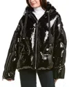 Khrisjoy Embellished Polyester Down Jacket With Drawstring Hood In Black