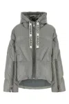 Khrisjoy Nylon Down Jacket With Hood And Padded Design In Gray