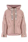 Khrisjoy Cozy Puffer Jacket With Drawstring Hood And Shiny Finish In Antiquerose