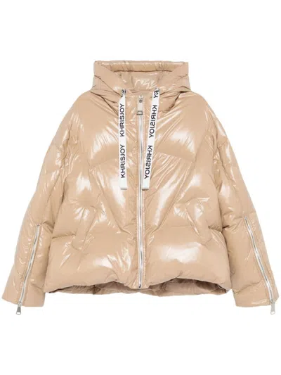 Khrisjoy Khris Shiny Puffer Jacket In Brown