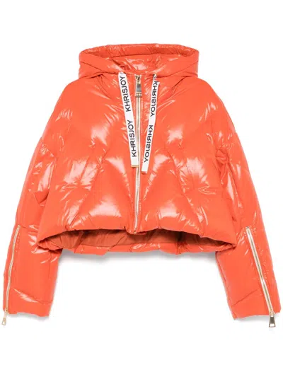 Khrisjoy Kris Cropped Puffer Jacket In Orange