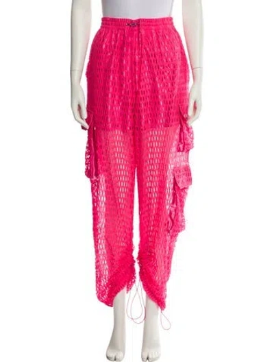 Pre-owned Khrisjoy Lace Pattern Skinny Leg Pants In Pink