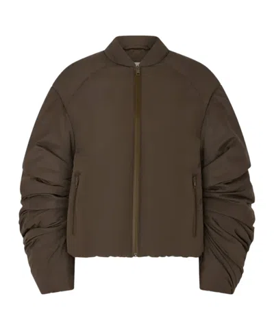 Khrisjoy Lily Bomber In Mat Nylon Olive Green