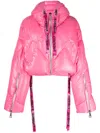 Khrisjoy Quilted Logo-drawstring Cropped Padded Jacket In Rosa