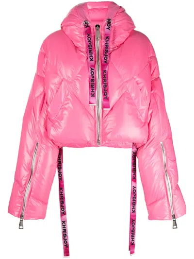 KHRISJOY LOGO-PRINT DRAWSTRING DOWN PUFFER JACKET