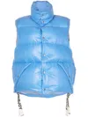 Khrisjoy Logo-tape Shiny Puffer Gilet In Blue