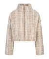 Khrisjoy Tweed Embroidered Short Down Jacket In Nude