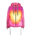 Khrisjoy Drawstring Hooded Puffer Jacket With Flared Hem In Pink