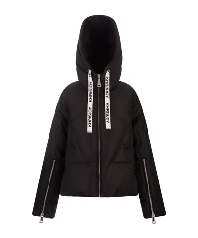Khrisjoy Long-sleeved Short Down Jacket In Black