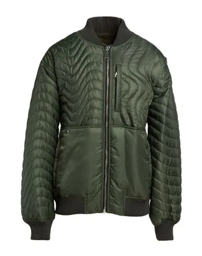 Khrisjoy Man Jacket Green Size 2 Polyamide In Animal Print