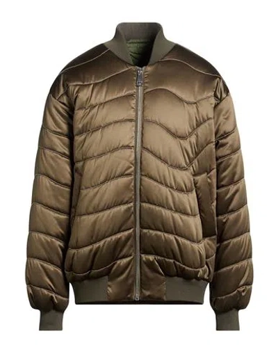 Khrisjoy Man Puffer Military Green Size 1 Polyester In Brown