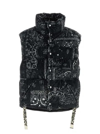 KHRISJOY MEN'S CORDUROY OVERSIZE SLEEVELESS DOWN JACKET