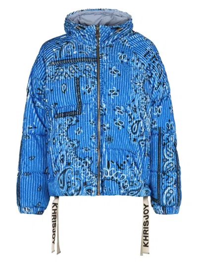 KHRISJOY MEN'S PUFF BANDANA CORDUROY HOODED DOWN JACKET