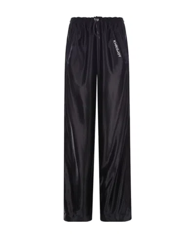 Khrisjoy Metallic-effect Elastic Drawstring Waist Trousers In Black