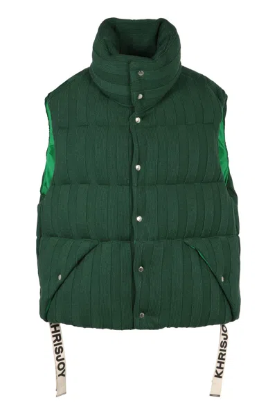 Khrisjoy Mini Padded Bodywarmer With Logo Detail In Green