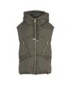 Khrisjoy Olive Padded Waistcoat With Hood And Zippered Detailing In Green