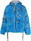 Khrisjoy Puff Bandana Corduroy Hooded Down Jacket In Blue