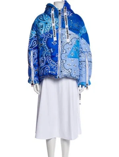 Pre-owned Khrisjoy Paisley Print Down Jacket In Blue