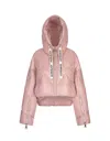 Khrisjoy Cozy Puffer Jacket With Drawstring Hood And Shiny Finish In Pink