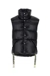Khrisjoy Shiny Quilted High Collar Padded Sleeveless Jacket