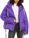 Khrisjoy Pre-loved Iconic Hooded Puffer Jacket With Gold Zippers In Purple In Blue