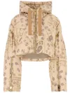 Khrisjoy All-over Print Cropped Hooded Down Jacket In Neutrals