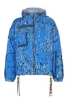 Khrisjoy Men's Puff Bandana Corduroy Hooded Down Jacket In Blue