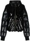 Khrisjoy Black Sequins And Nylon Puff Glossy Down Jacket In Black