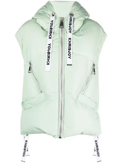 Khrisjoy Puff Iconic Quilted Hooded Gilet In Green