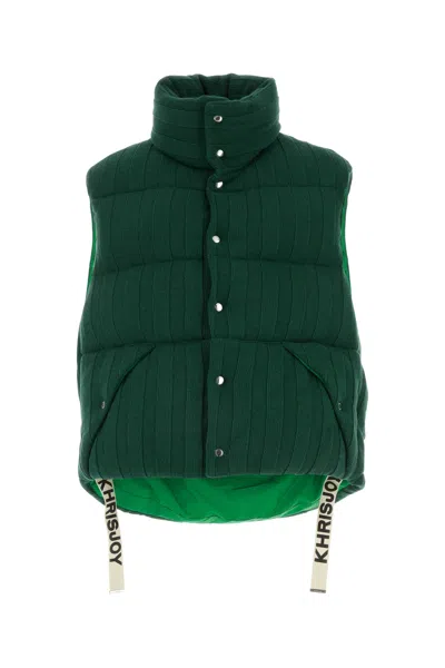 Khrisjoy Puffer Vest With High Neck In Emerald