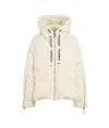 Khrisjoy White Down Jacket With Branded Drawstring In Neutrals