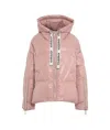Khrisjoy Cozy Puffer Jacket With Drawstring Hood And Shiny Finish In Pink