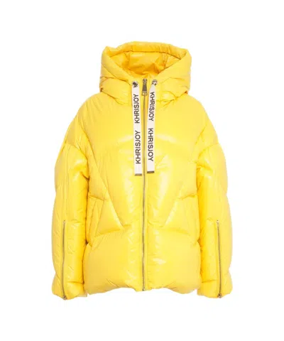 Khrisjoy Quilted Puffer Jacket With Glossy Finish In Yellow