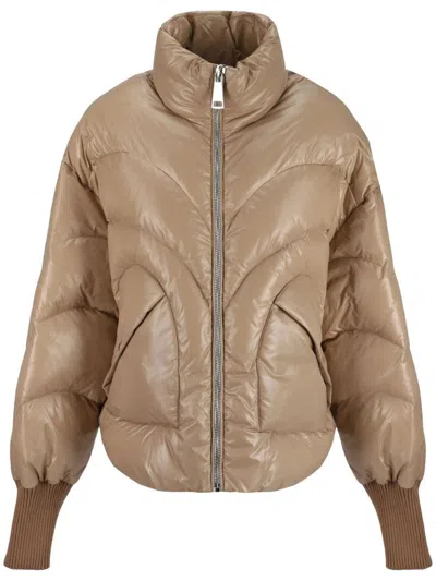 Khrisjoy Corazon Shiny Down Jacket In Beige O Tan