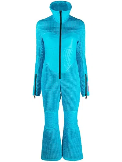 Khrisjoy Ribbed Zip-up Ski Suit In Blue