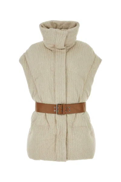 Khrisjoy Sand Knit Sleeveless New Iconic Down Jacket In Beige O Tan