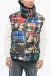 Khrisjoy Sleeveless Padded Jacket With Patchwork Motif In Animal Print