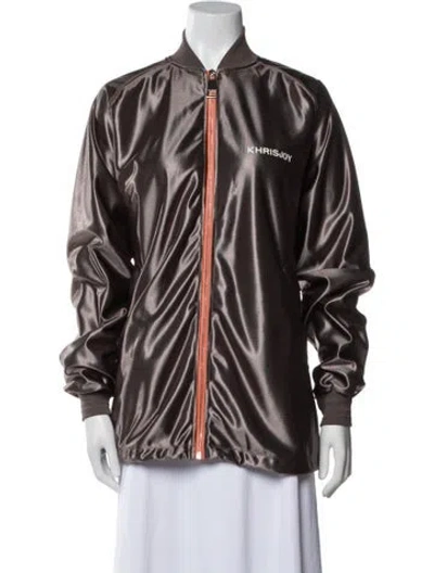 Pre-owned Khrisjoy Striped Bomber Jacket In Brown
