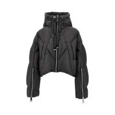Khrisjoy T Nylon 'crop Iconic Milano' Down Jacket In Black