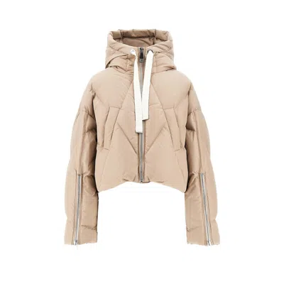 Khrisjoy T Nylon 'crop Iconic Milano' Down Jacket In Neutral