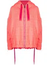 Khrisjoy Tweed Drawstring Hood Jacket In 粉色