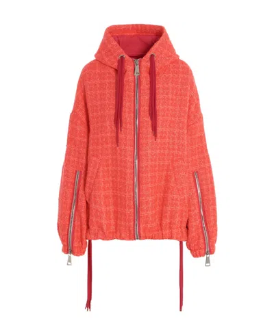 KHRISJOY TWEED DRAWSTRING HOOD JACKET