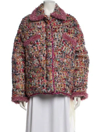 Pre-owned Khrisjoy Tweed Pattern Down Jacket In Multi