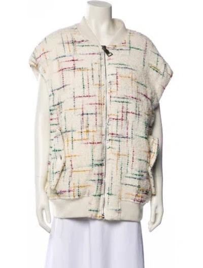 Pre-owned Khrisjoy Tweed Plaid Print Vest In Neutral