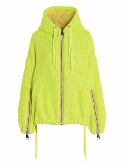 Khrisjoy Tweed Windbreaker Jacket In Lime Green