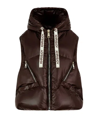 KHRISJOY VEST ICONIC MILANO IN SHINY NYLON CHOCOLATE