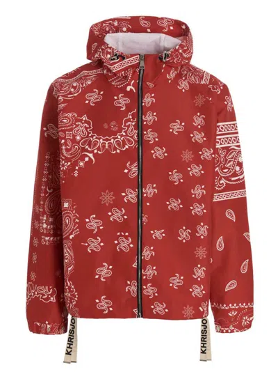 Khrisjoy Windbreaker Bandana Hood Piumini, Parka, Giacche Casual In Red