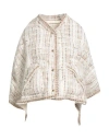 Khrisjoy Woman Cape Cream Size 2 Wool, Acrylic, Polyester, Polyamide, Elastane In White