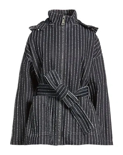 Khrisjoy Woman Denim Outerwear Blue Size 00 Cotton, Acrylic, Wool In Black
