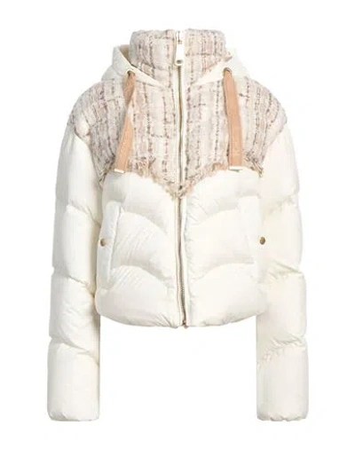 KHRISJOY KHRISJOY WOMAN PUFFER IVORY SIZE 00 POLYAMIDE, WOOL, ACRYLIC, POLYESTER, VISCOSE